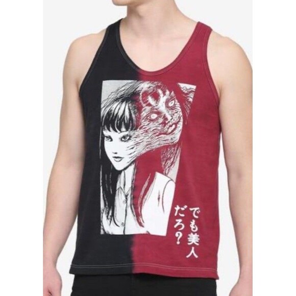 Junji Ito Collection Tomie T-Shirt Tank Top Ripple Junction Red Split Tie Dye L - Picture 1 of 13